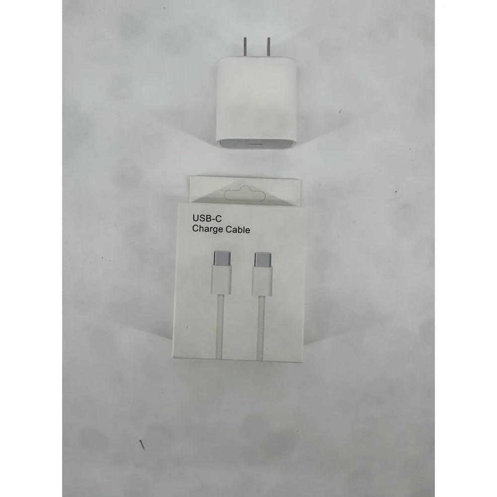 20W USB-C Power Adapter and 1m USB-C Charge Cable Bundle White